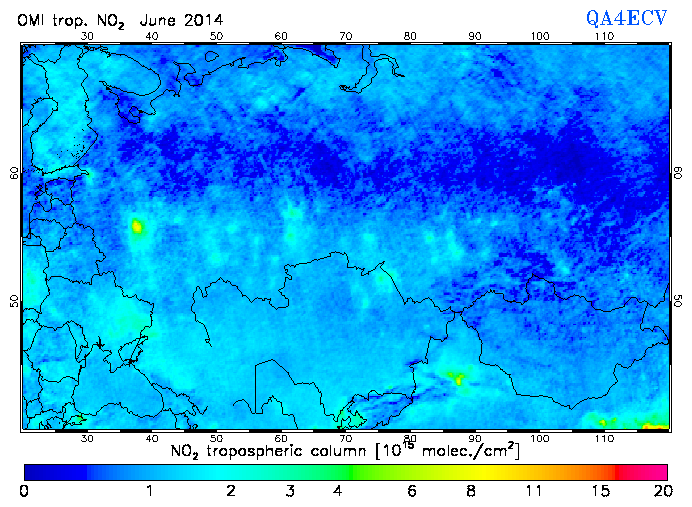 Regional Tropospheric NO2 of June 2014