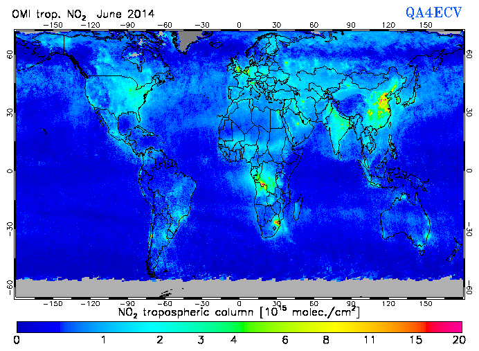 Regional Tropospheric NO2 of June 2014