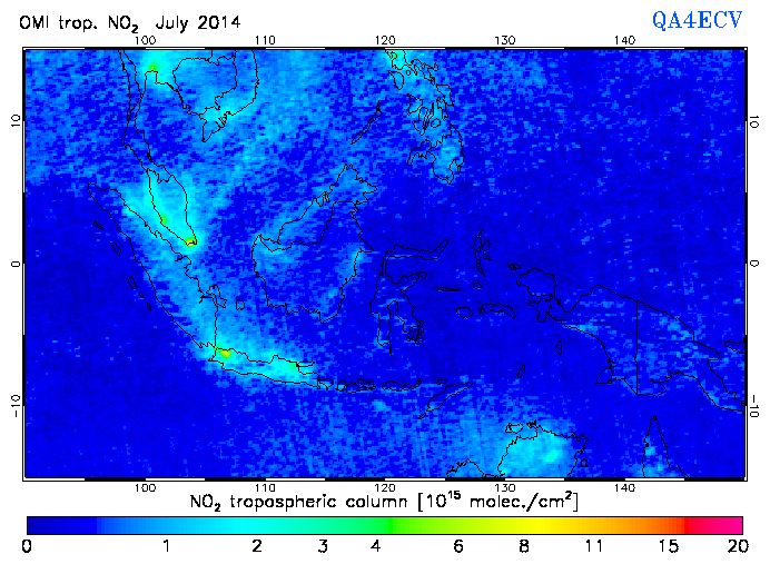 Regional Tropospheric NO2 of July 2014