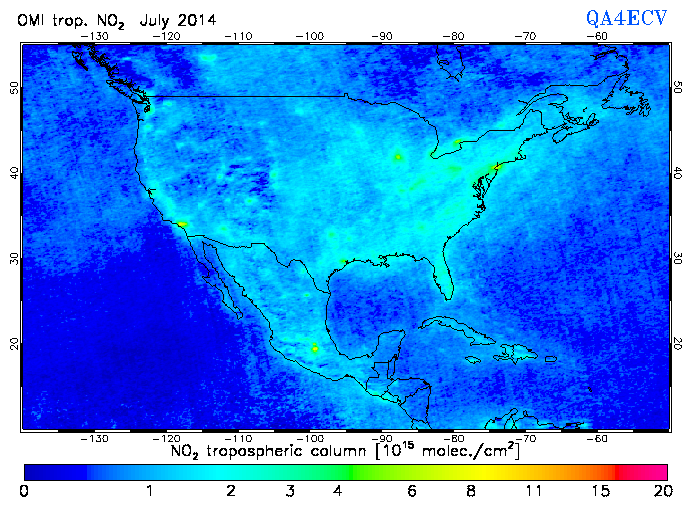 Regional Tropospheric NO2 of July 2014