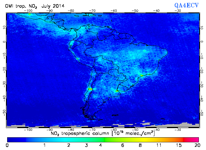 Regional Tropospheric NO2 of July 2014