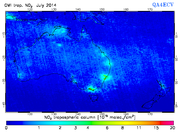 Regional Tropospheric NO2 of July 2014