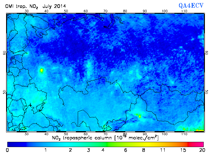 Regional Tropospheric NO2 of July 2014