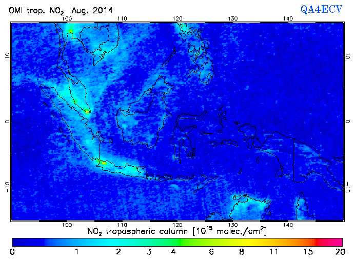 Regional Tropospheric NO2 of August 2014