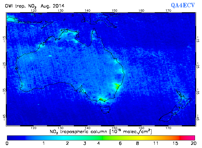 Regional Tropospheric NO2 of August 2014