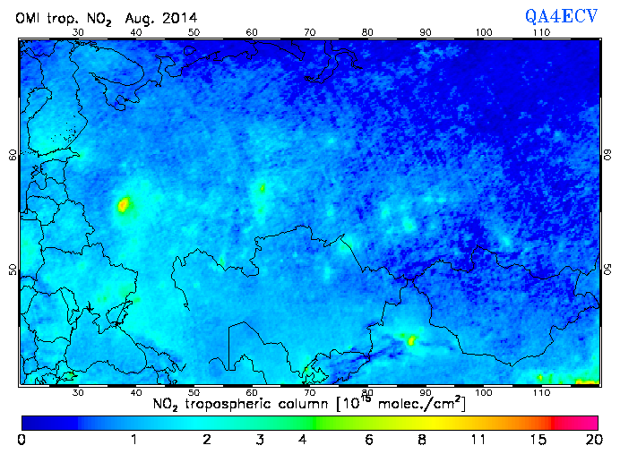 Regional Tropospheric NO2 of August 2014