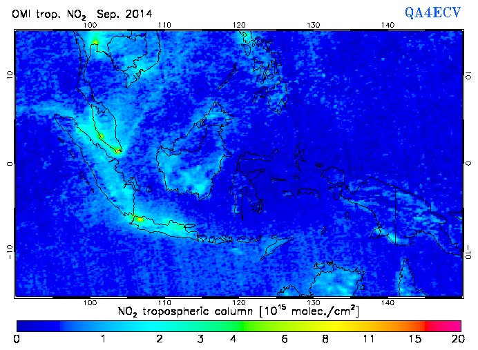 Regional Tropospheric NO2 of September 2014
