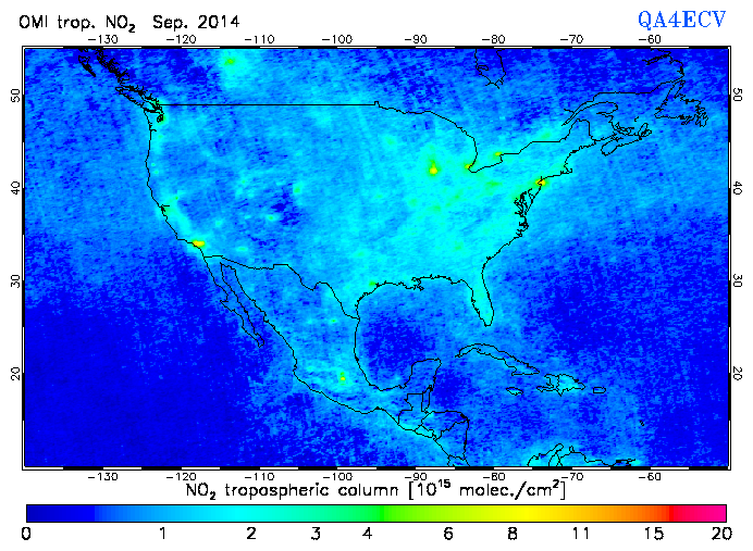 Regional Tropospheric NO2 of September 2014