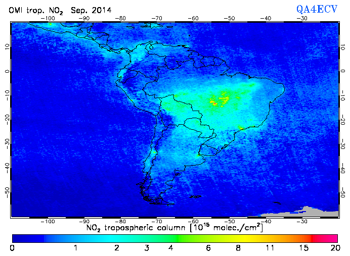 Regional Tropospheric NO2 of September 2014