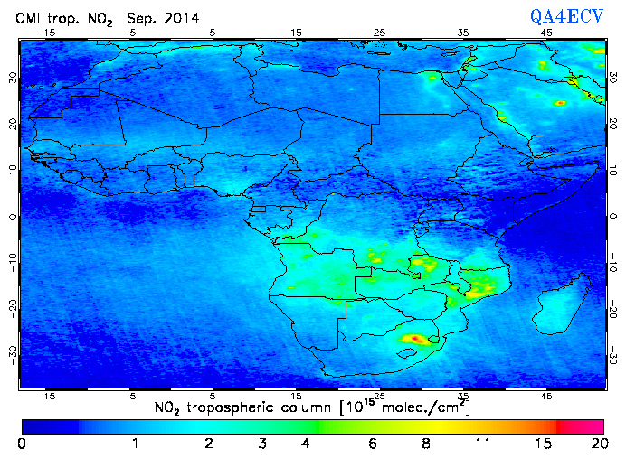 Regional Tropospheric NO2 of September 2014