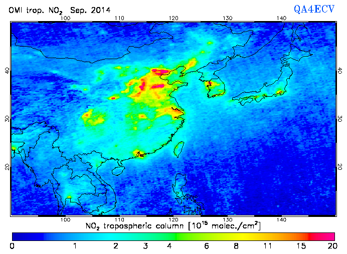 Regional Tropospheric NO2 of September 2014