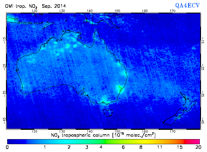 Regional Tropospheric NO2 of September 2014