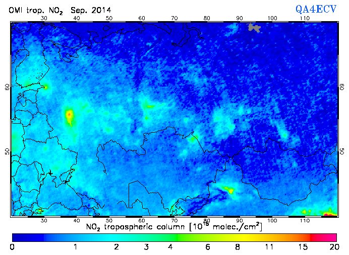 Regional Tropospheric NO2 of September 2014
