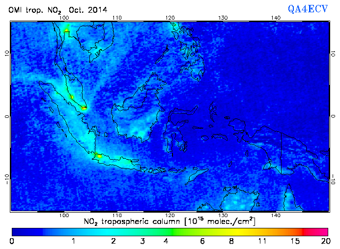 Regional Tropospheric NO2 of October 2014