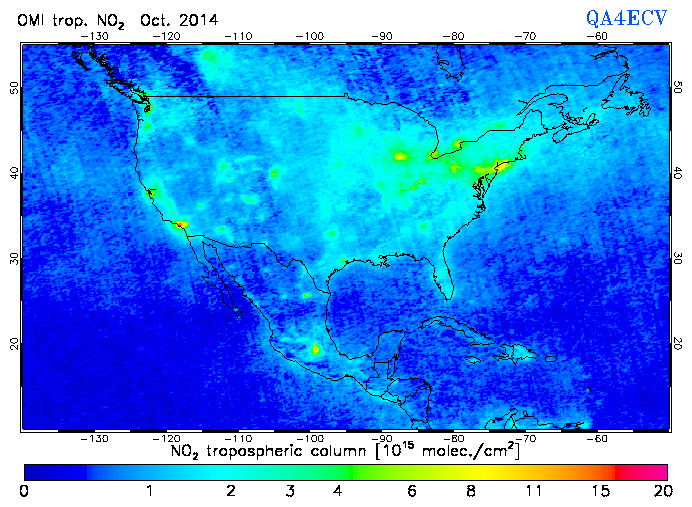 Regional Tropospheric NO2 of October 2014