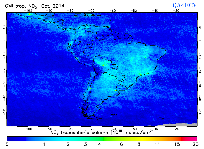 Regional Tropospheric NO2 of October 2014