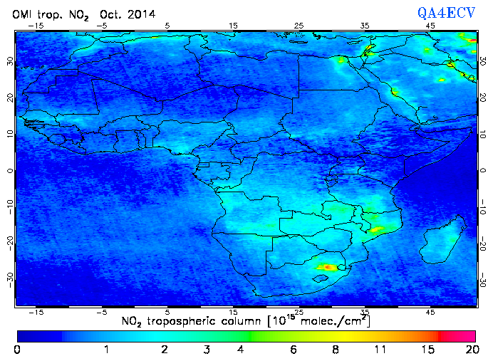 Regional Tropospheric NO2 of October 2014