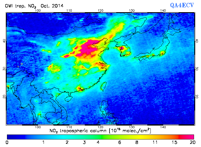 Regional Tropospheric NO2 of October 2014