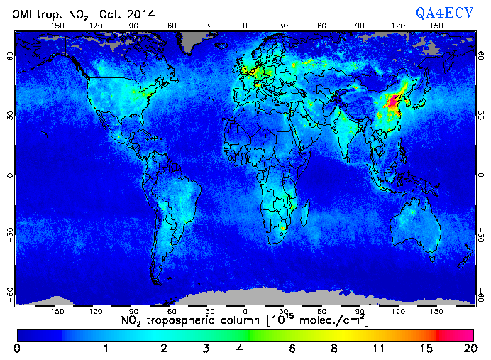 Regional Tropospheric NO2 of October 2014