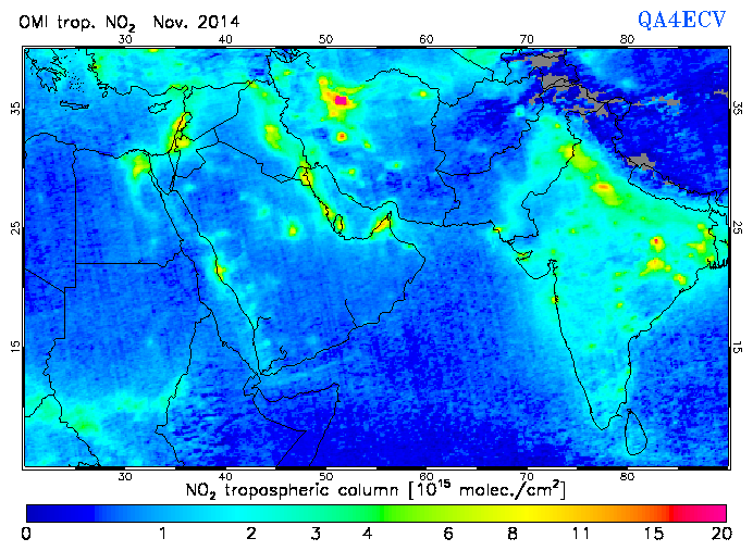 Regional Tropospheric NO2 of November 2014