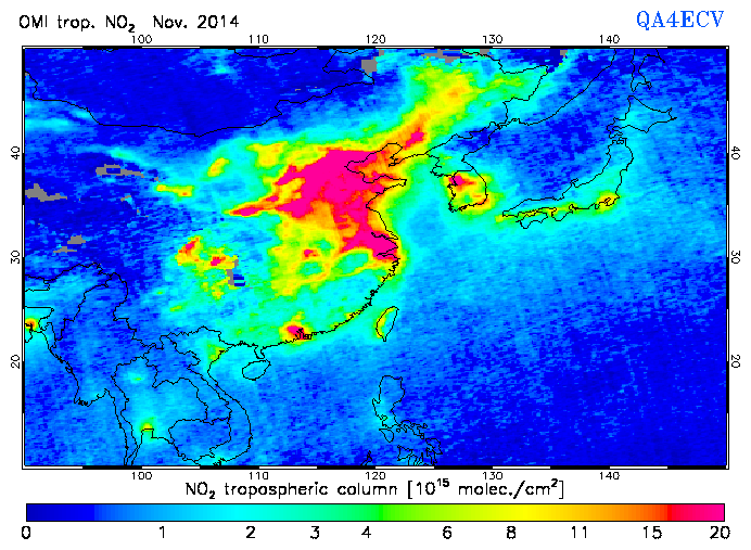 Regional Tropospheric NO2 of November 2014