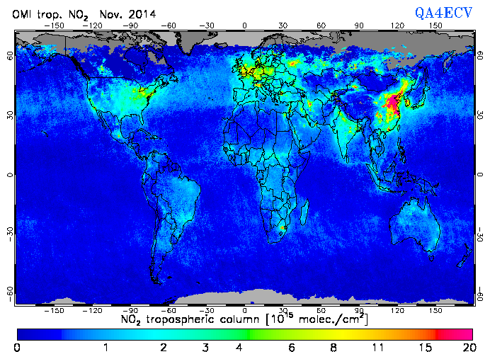 Regional Tropospheric NO2 of November 2014