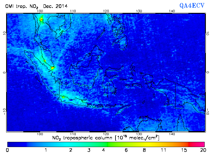 Regional Tropospheric NO2 of December 2014