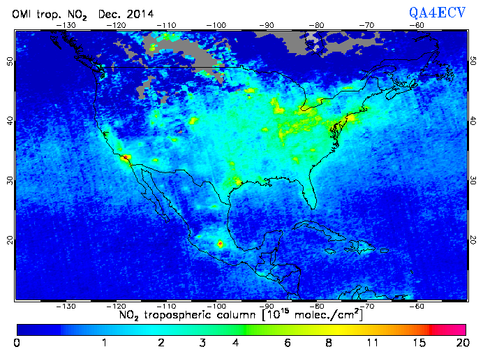 Regional Tropospheric NO2 of December 2014