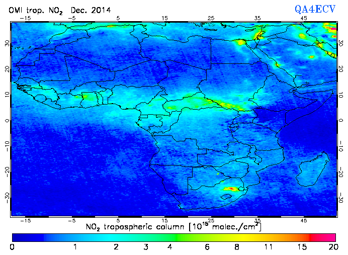 Regional Tropospheric NO2 of December 2014