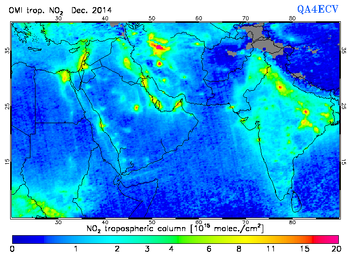 Regional Tropospheric NO2 of December 2014