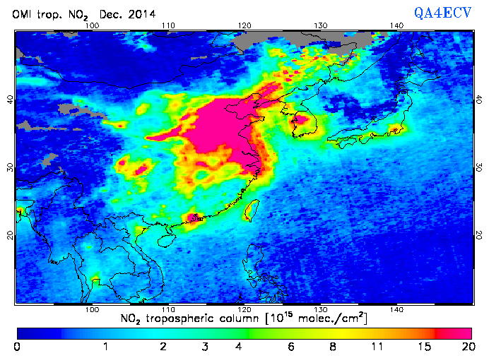 Regional Tropospheric NO2 of December 2014