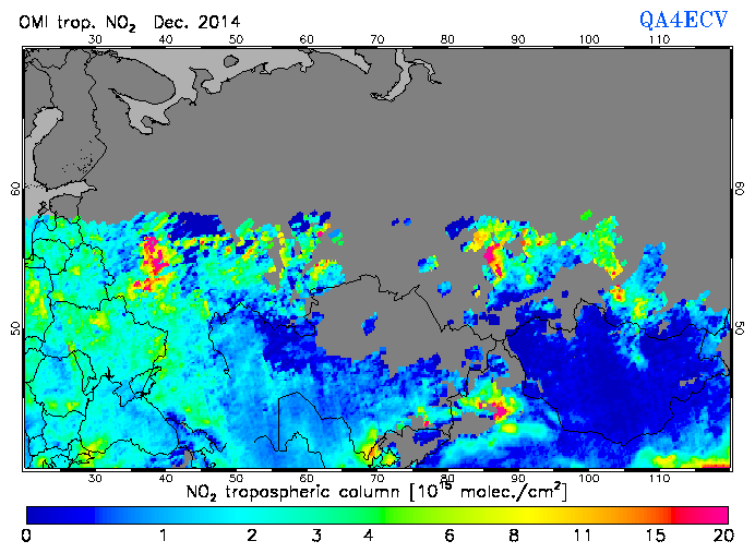 Regional Tropospheric NO2 of December 2014