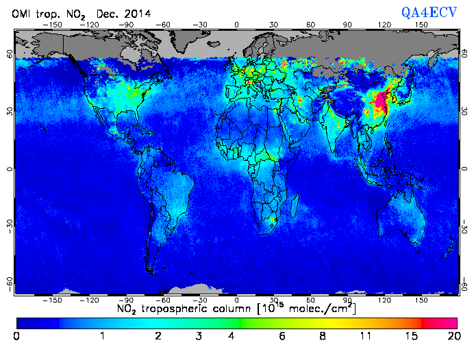Regional Tropospheric NO2 of December 2014