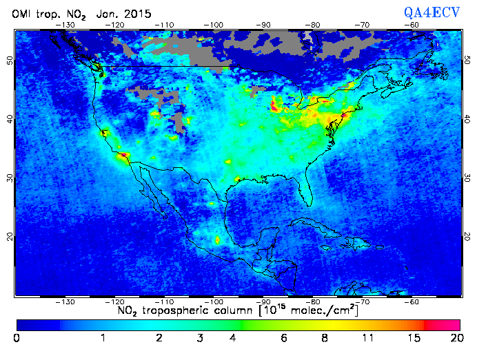 Regional Tropospheric NO2 of January 2015