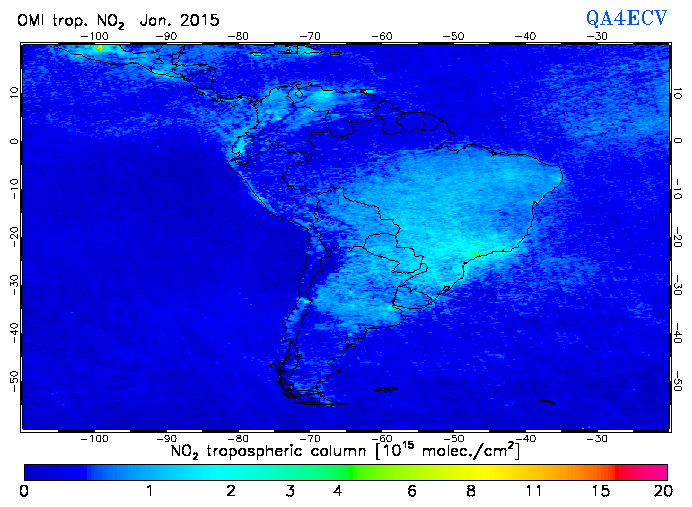 Regional Tropospheric NO2 of January 2015