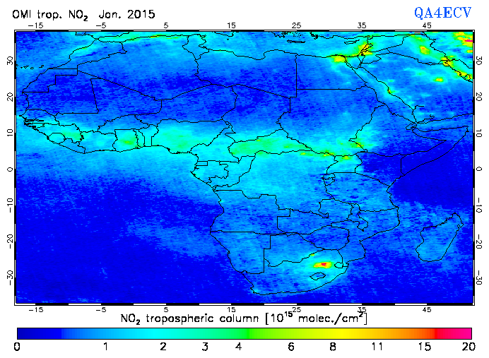 Regional Tropospheric NO2 of January 2015