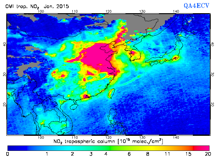 Regional Tropospheric NO2 of January 2015