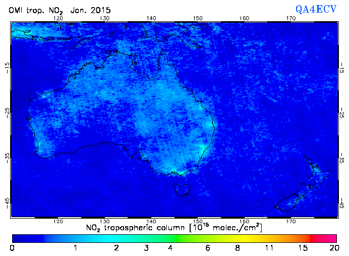 Regional Tropospheric NO2 of January 2015