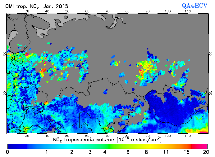 Regional Tropospheric NO2 of January 2015