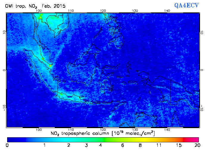 Regional Tropospheric NO2 of February 2015