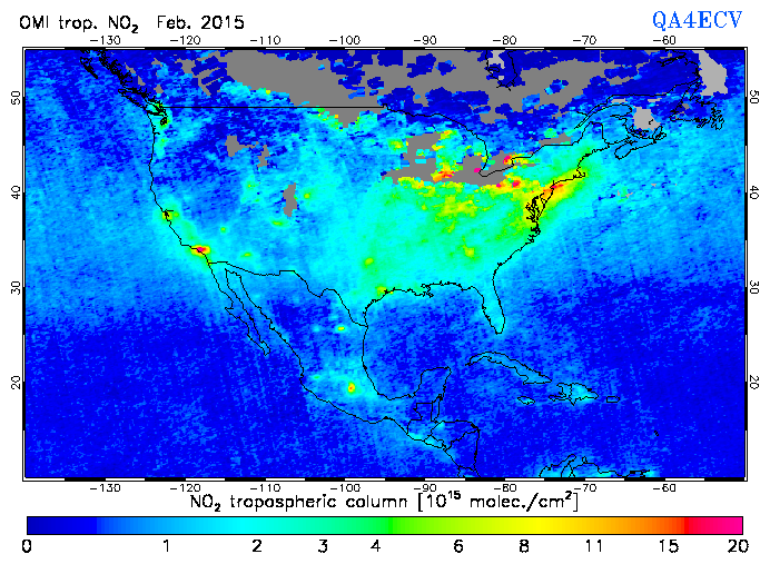 Regional Tropospheric NO2 of February 2015