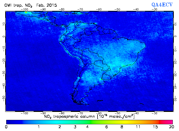 Regional Tropospheric NO2 of February 2015