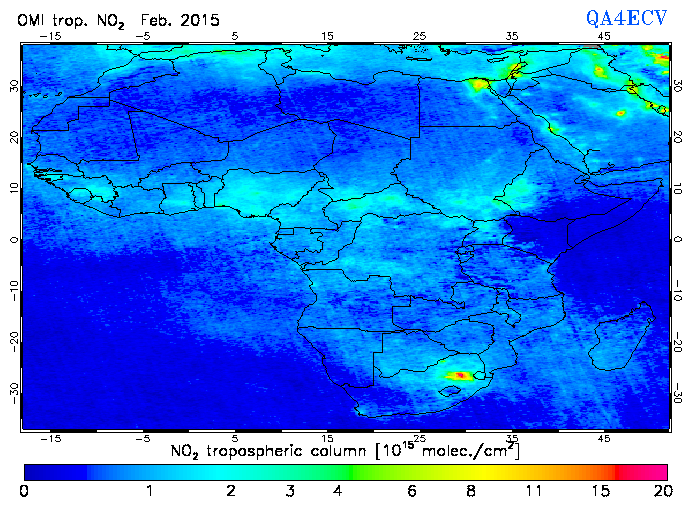 Regional Tropospheric NO2 of February 2015