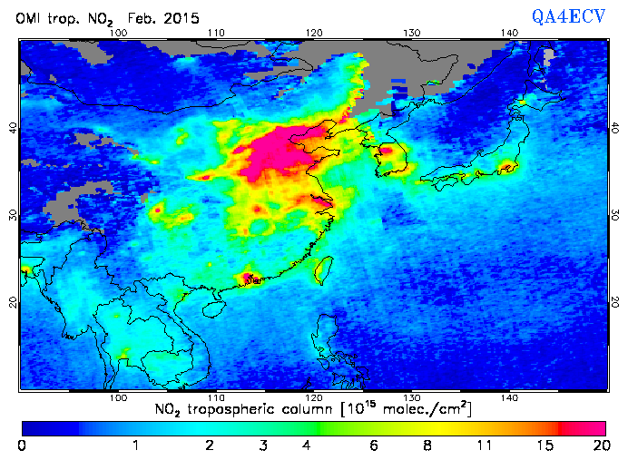 Regional Tropospheric NO2 of February 2015