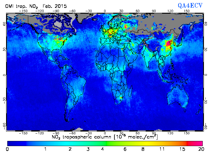 Regional Tropospheric NO2 of February 2015