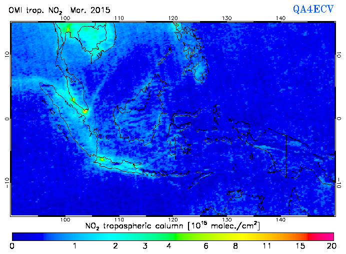 Regional Tropospheric NO2 of March 2015