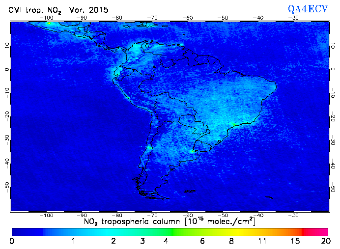 Regional Tropospheric NO2 of March 2015
