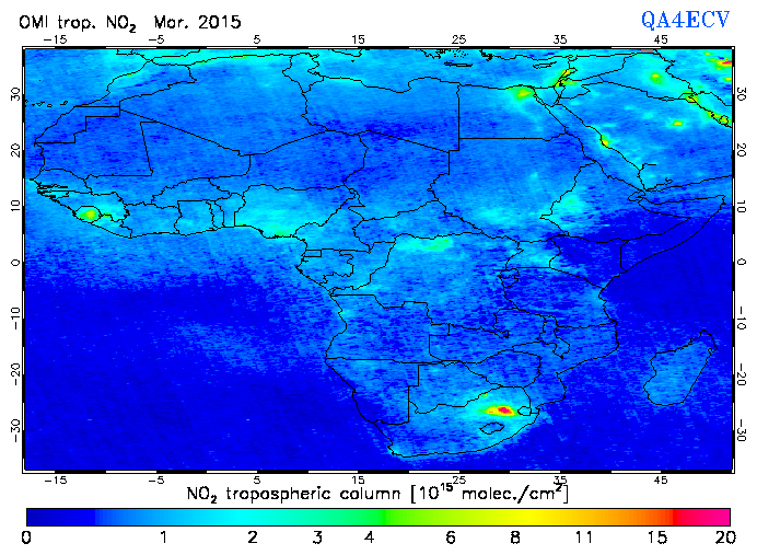 Regional Tropospheric NO2 of March 2015