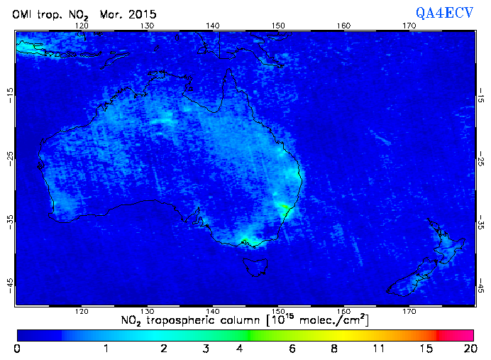 Regional Tropospheric NO2 of March 2015