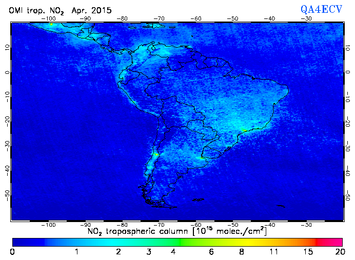 Regional Tropospheric NO2 of April 2015